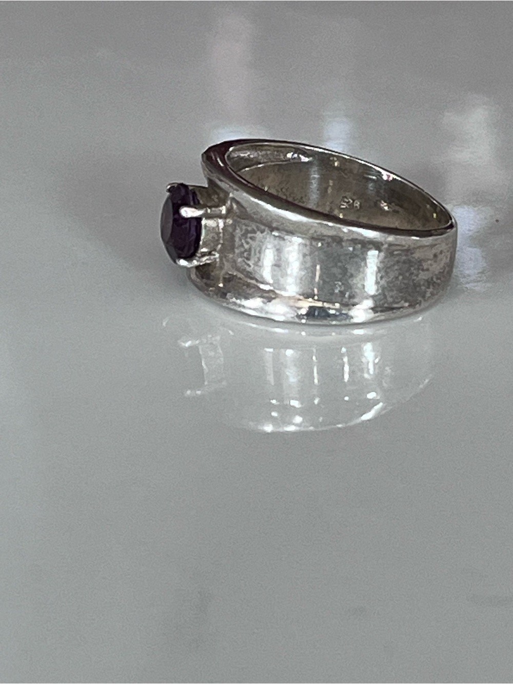 Handmade Sterling Silver 925 Ring with Amethyst Gemstone Size 7 - Picture 2 of 16